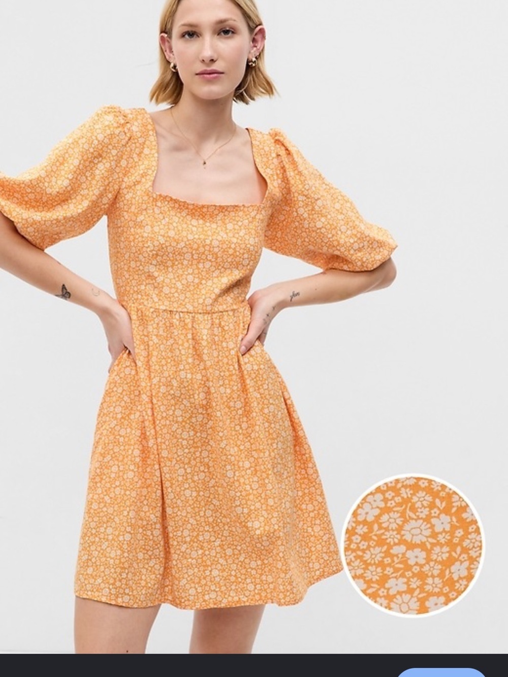 Gap Linen-Blend Puff Sleeve Mini Dress Size XXL